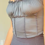 Satin Ruffle Tank Top Women's Summer Tassel Blouse Stretch photo review
