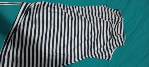 Striped V-Neck Mini Dress with Lace-Up Detail Beach Resort photo review