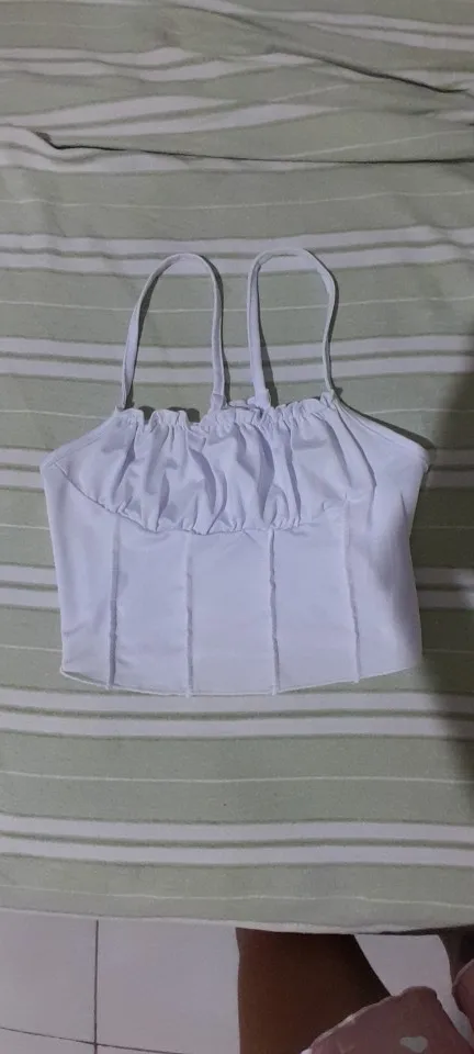 Satin Ruffle Tank Top Women's Summer Tassel Blouse Stretch photo review