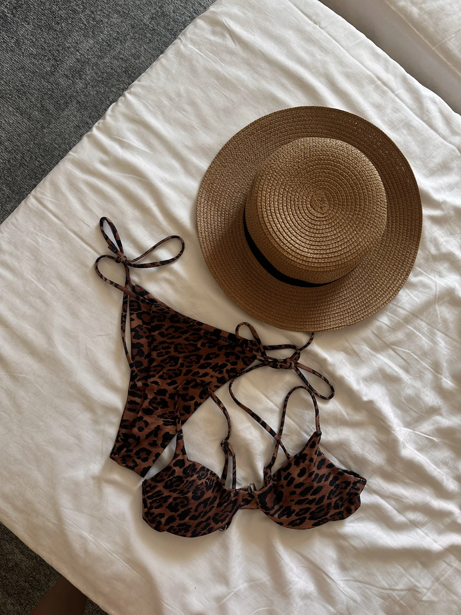 Leopard Print Triangle Bikini with Bandage Detail photo review