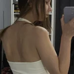 Trendy White Backless Halter Tank Top for Stylish Women photo review