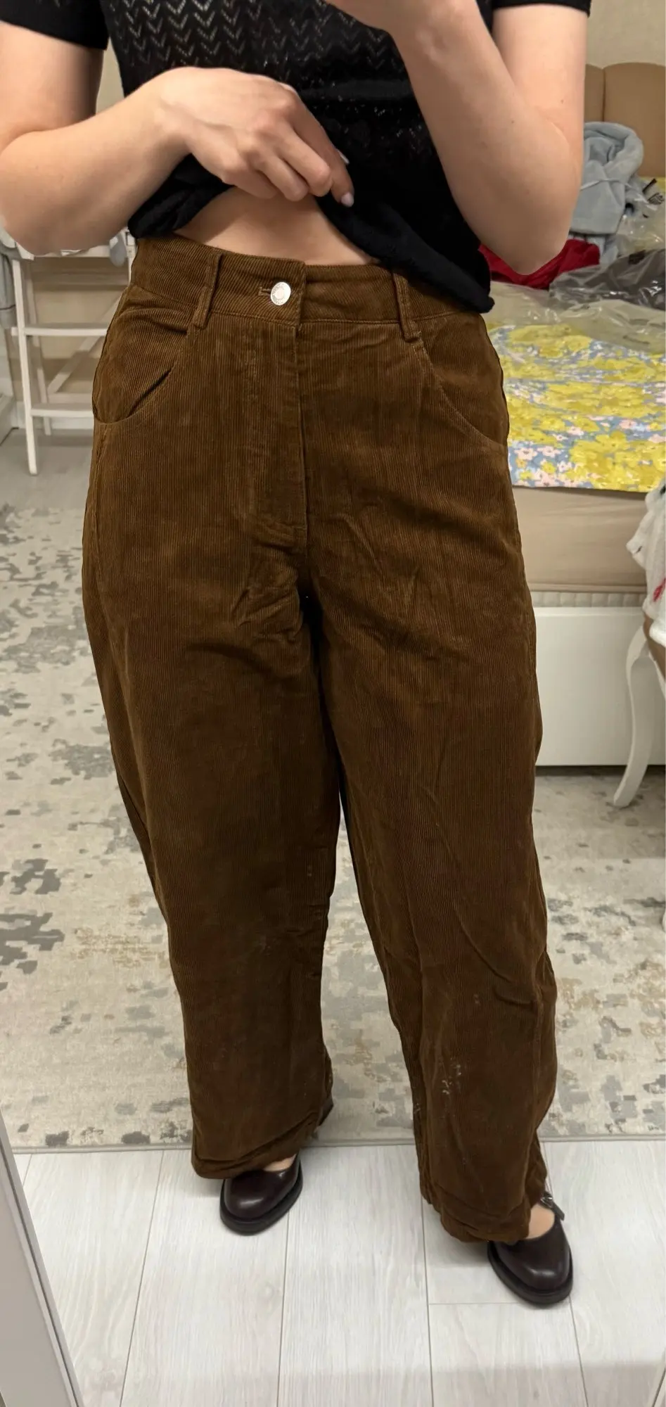 Fall-Friendly Wide Leg Corduroy Pants for Women in Ankola Red photo review