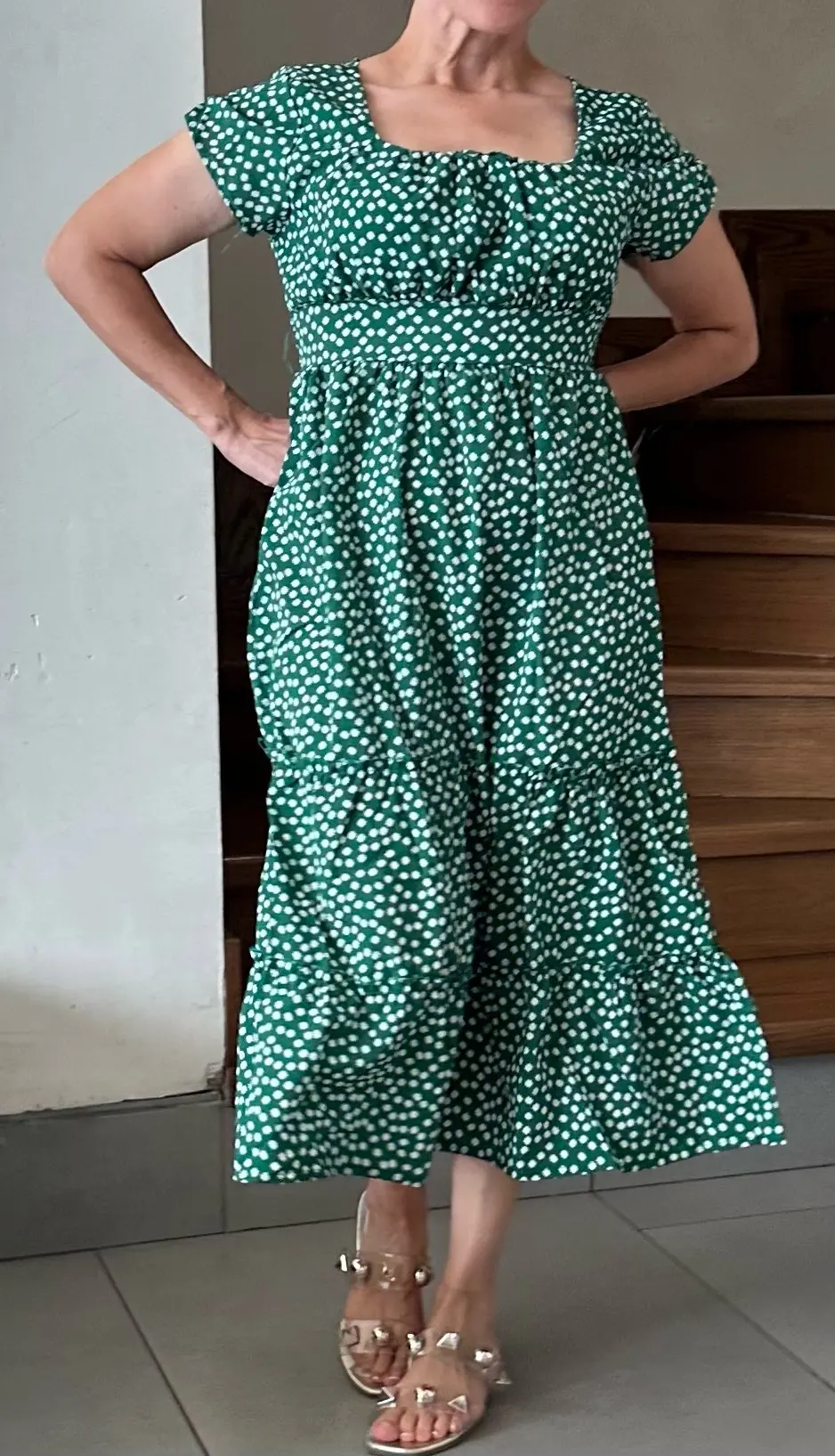 Floral Print Boho Puff Sleeve Chiffon Summer Dress photo review