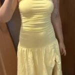 Elegant Yellow Strapless Pleated Dress for Special Occasions photo review