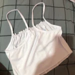 Satin Ruffle Tank Top Women's Summer Tassel Blouse Stretch photo review