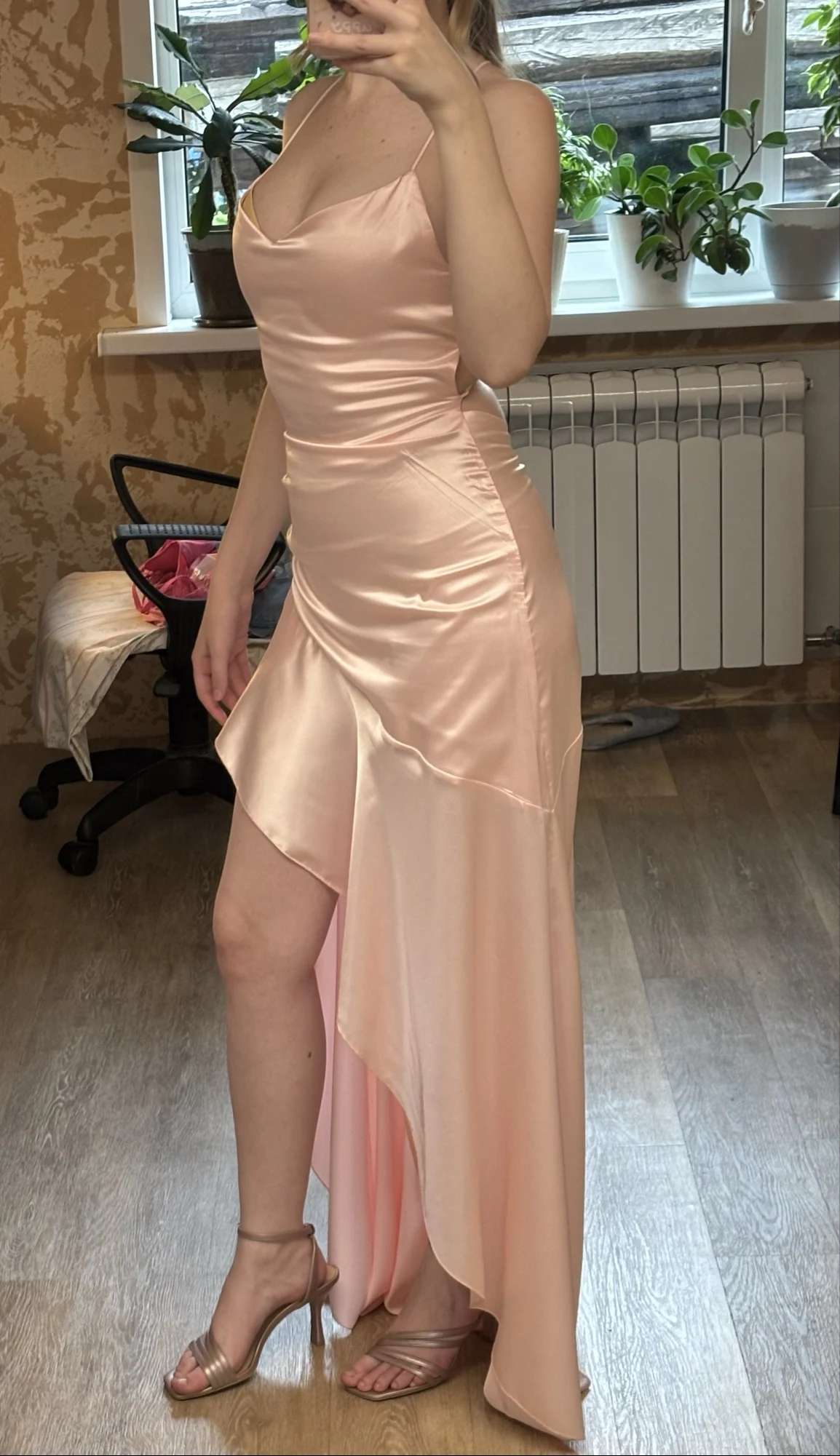 Luxurious Satin V-Neck Tiered Maxi Dress Summer Party Ready photo review