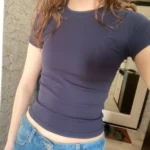 Retro Y2 K Crop Top - Stretchy Cotton Blend Summer Essential photo review