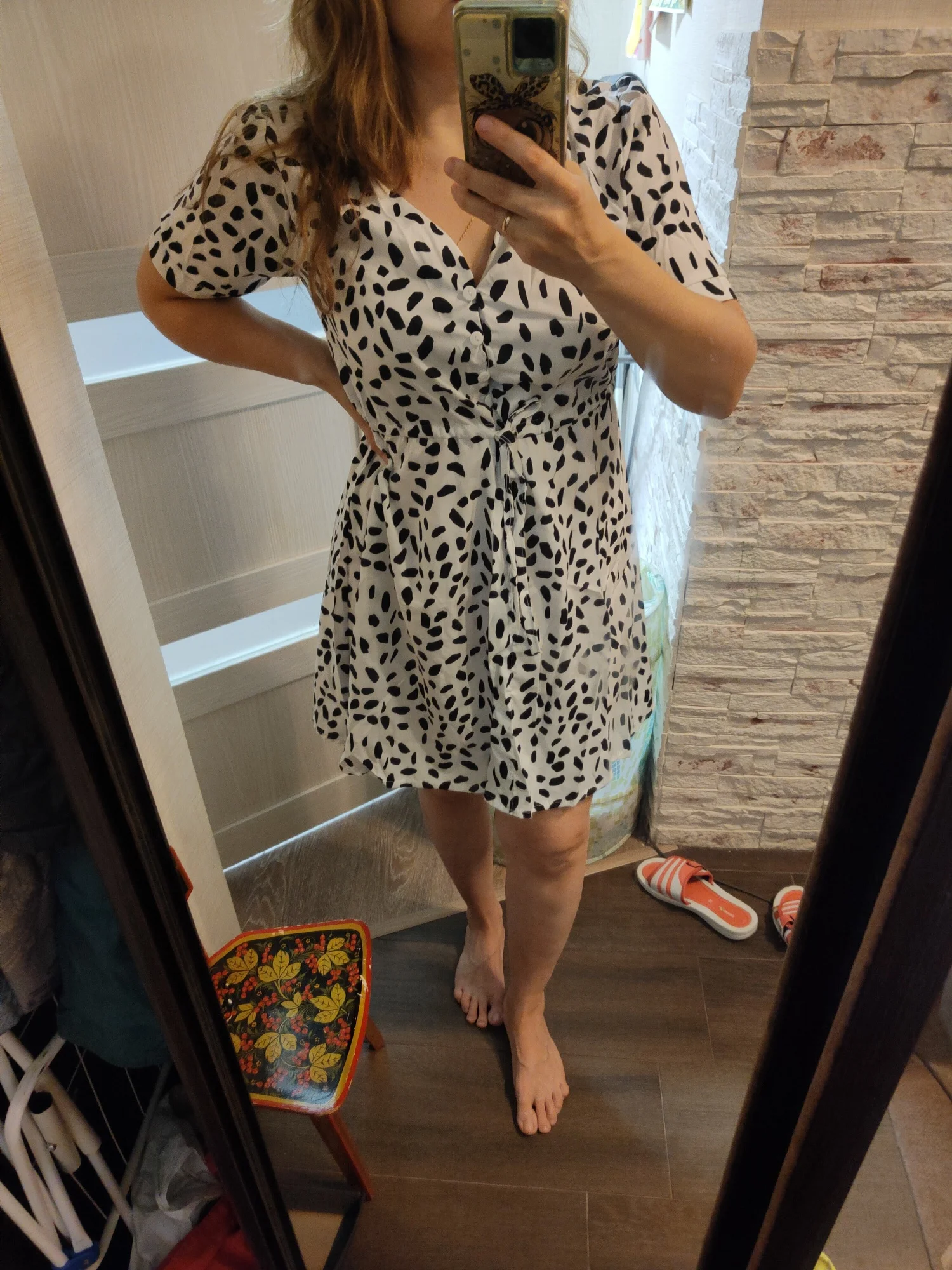 White Sand Mini Summer Dress for Women - V Neck Beach Style photo review