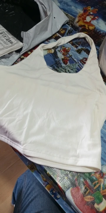 White Ribbed Halter Top - Backless Summer Tank with Stretch photo review