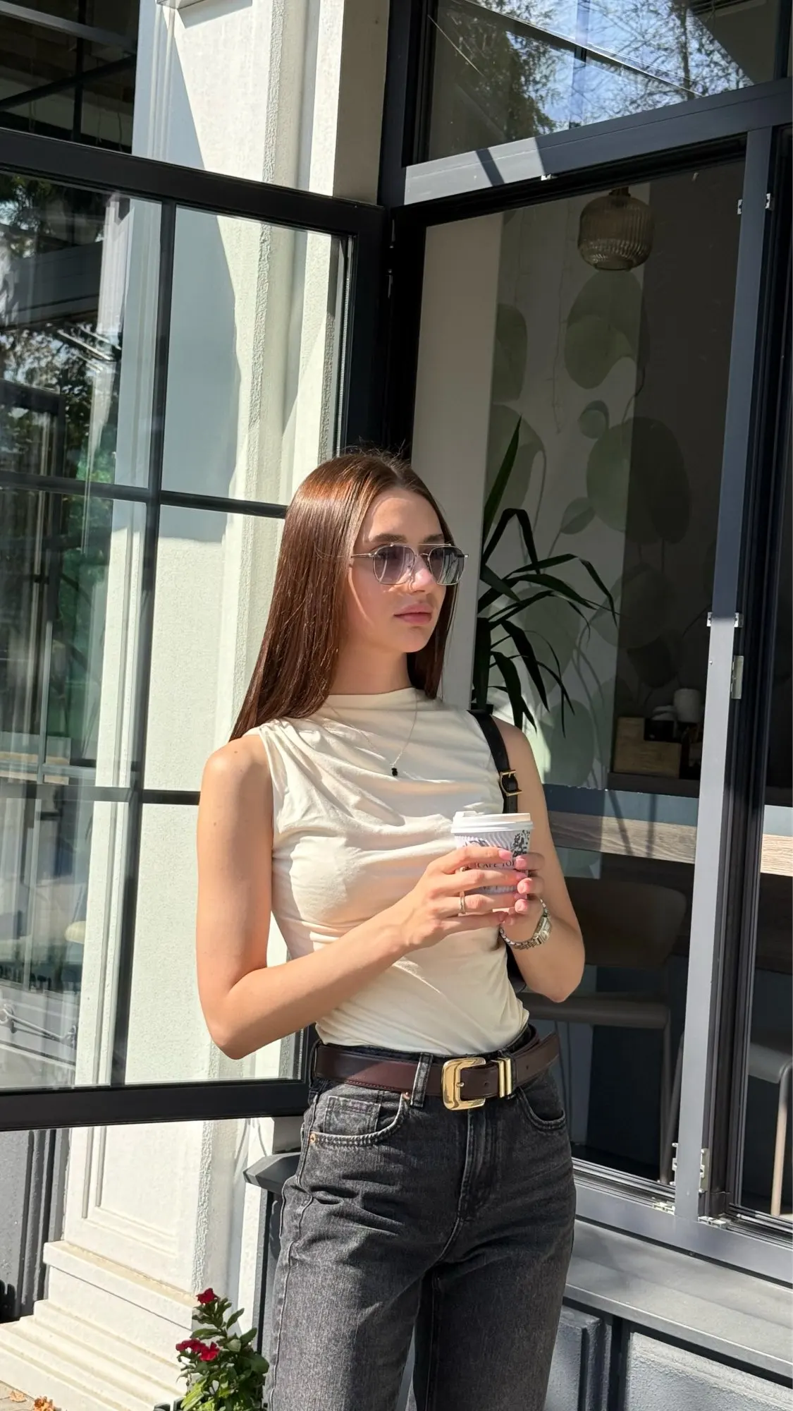 Ruched Mock Neck Tank Top - Stretchy Summer Sleeveless Tee photo review