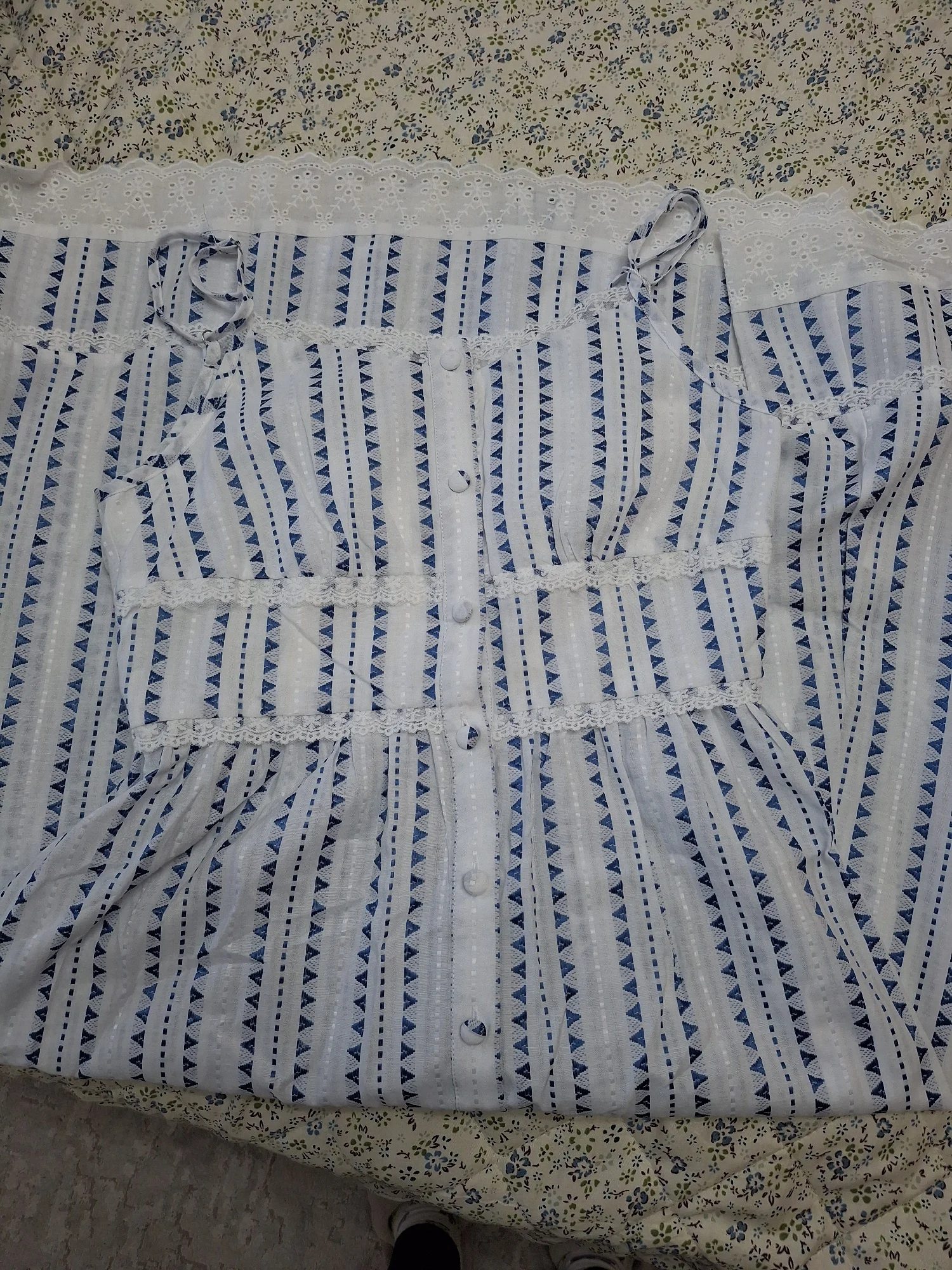 Elegant Striped A-Line Summer Dress for Women in Blue & White photo review