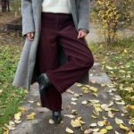 Fall-Friendly Wide Leg Corduroy Pants for Women in Ankola Red photo review