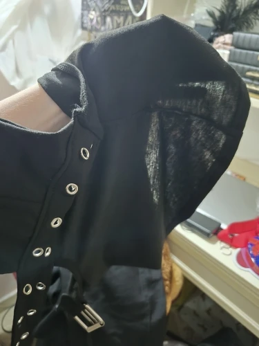 Chic Black Backless Bandage Crop Top for Summer Vibes photo review