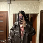 Luxe Brown Oversized Faux Leather Jacket - Bold Style Statement photo review