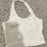 Trendy White Backless Halter Tank Top for Stylish Women photo review