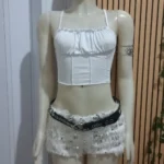 Satin Ruffle Tank Top Women's Summer Tassel Blouse Stretch photo review
