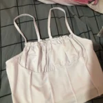 Satin Ruffle Tank Top Women's Summer Tassel Blouse Stretch photo review