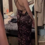 Stunning Leopard Print Backless Maxi Dress for Nightclub Glam photo review