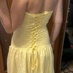 Elegant Yellow Strapless Pleated Dress for Special Occasions photo review