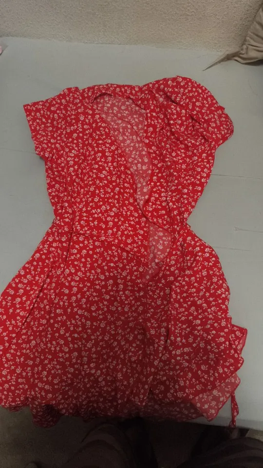 Floral V-Neck A-Line Mini Dress - Stretchy Summer Style photo review