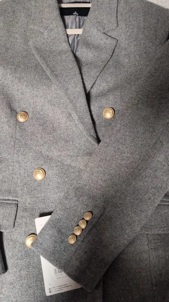 Luxe Wool Blazer Women Double-Breasted Winter Office Coat photo review