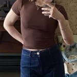 Retro Y2 K Crop Top - Stretchy Cotton Blend Summer Essential photo review