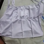Satin Ruffle Tank Top Women's Summer Tassel Blouse Stretch photo review