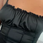 Satin Ruffle Tank Top Women's Summer Tassel Blouse Stretch photo review