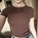 Retro Y2 K Crop Top - Stretchy Cotton Blend Summer Essential photo review