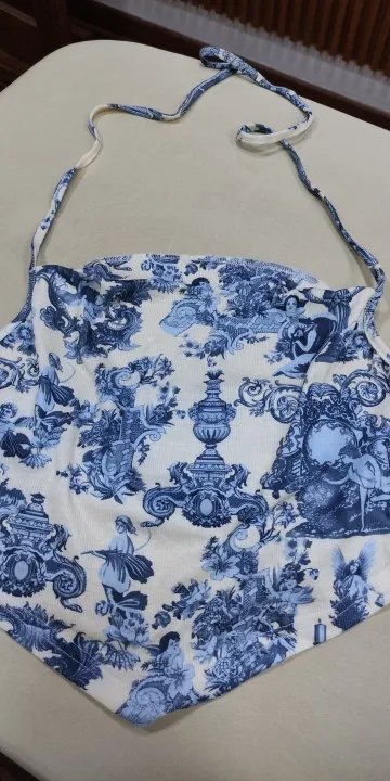 Luxe Polyester Spandex Crop Tank - Blue Champagne Summer Top photo review