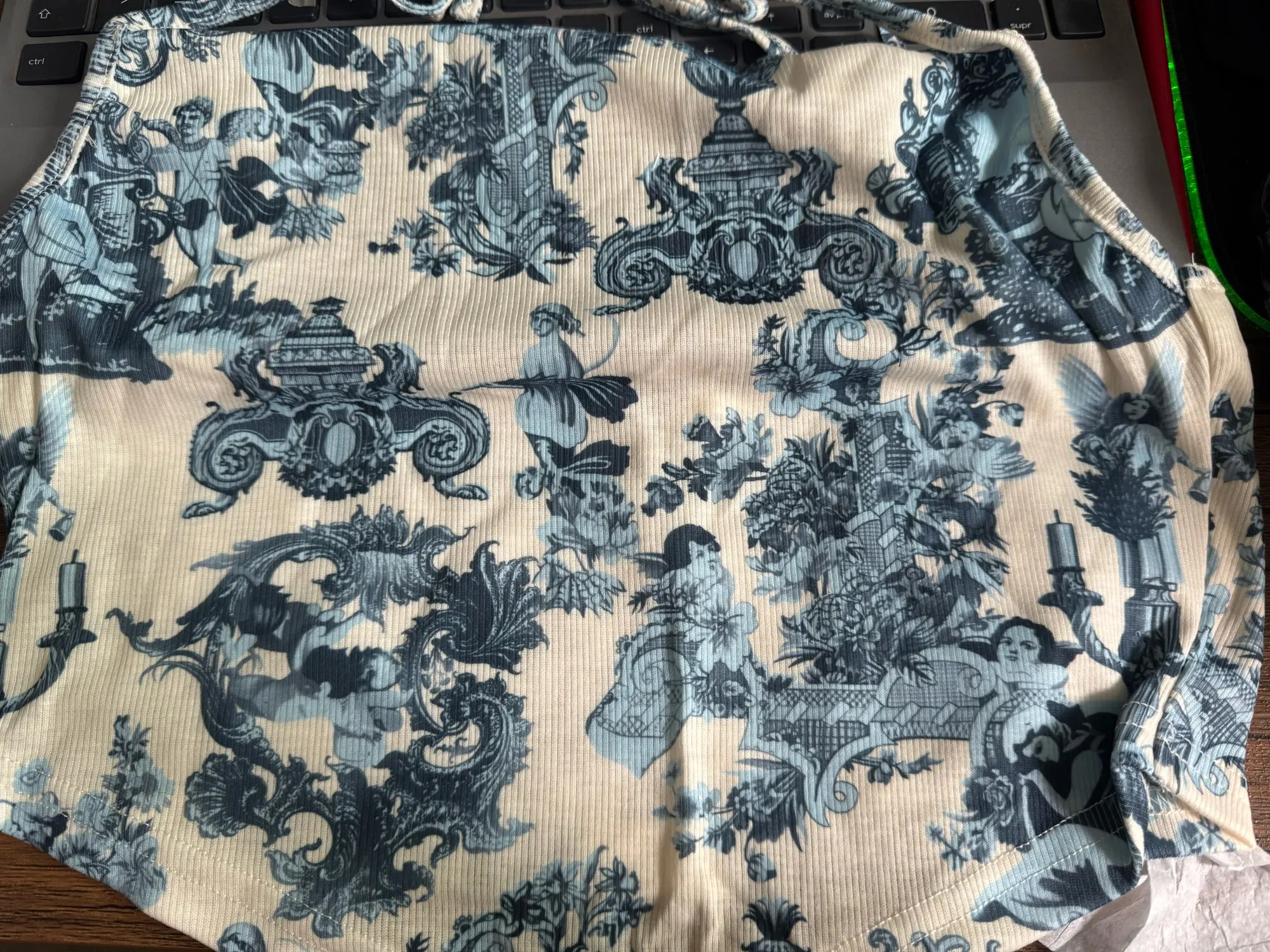 Luxe Polyester Spandex Crop Tank - Blue Champagne Summer Top photo review