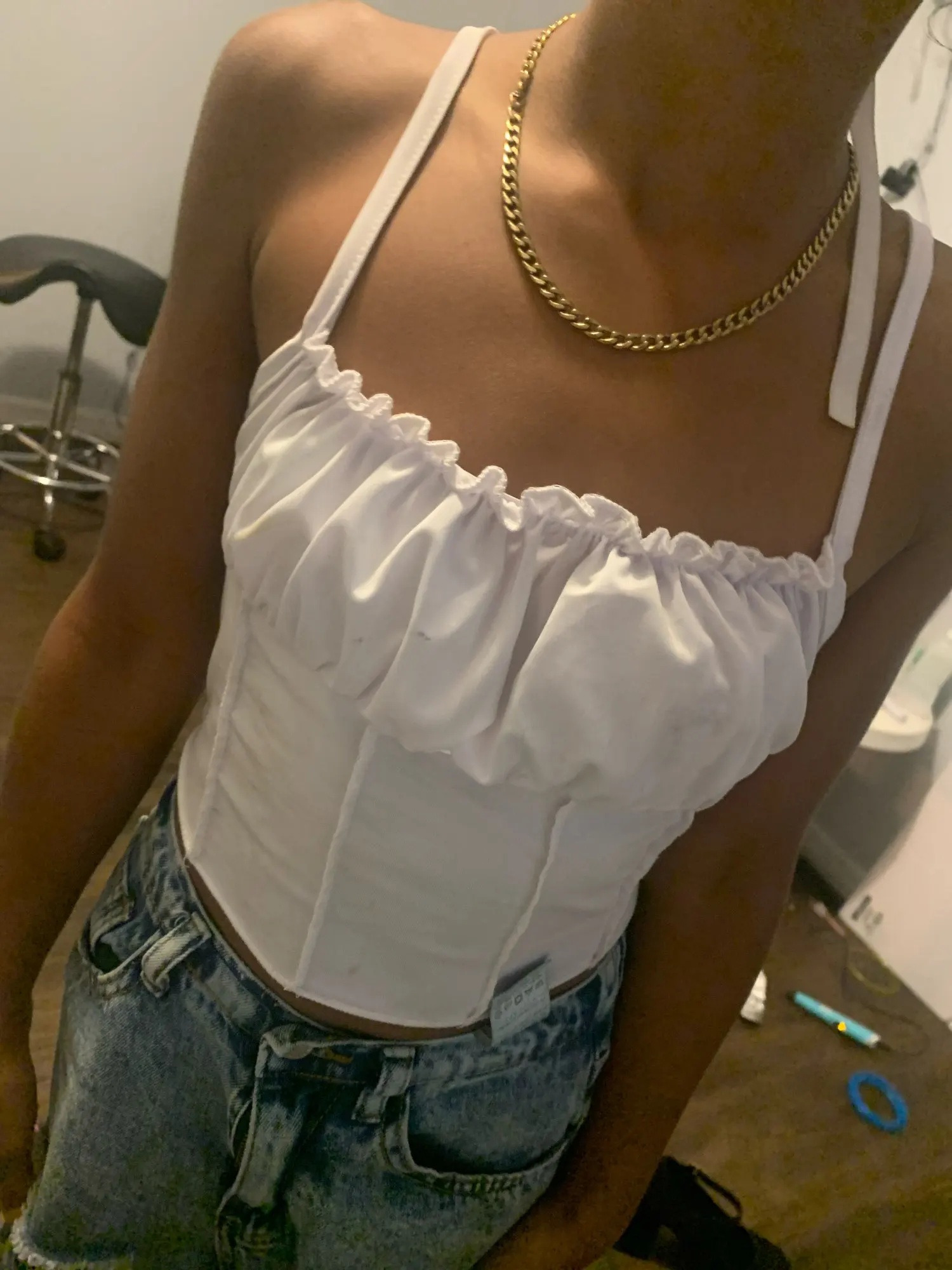 Satin Ruffle Tank Top Women's Summer Tassel Blouse Stretch photo review