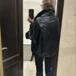 Luxe Brown Oversized Faux Leather Jacket - Bold Style Statement photo review