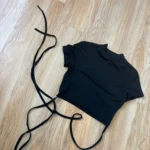 Women's Black Crop Top - Stretchy Cotton Blend Summer Tee photo review