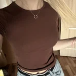 Retro Y2 K Crop Top - Stretchy Cotton Blend Summer Essential photo review