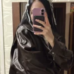 Luxe Brown Oversized Faux Leather Jacket - Bold Style Statement photo review