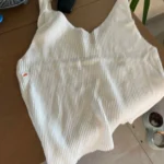 Trendy Women’s V-Neck Ribbed Crop Top with Drawstring Detail photo review