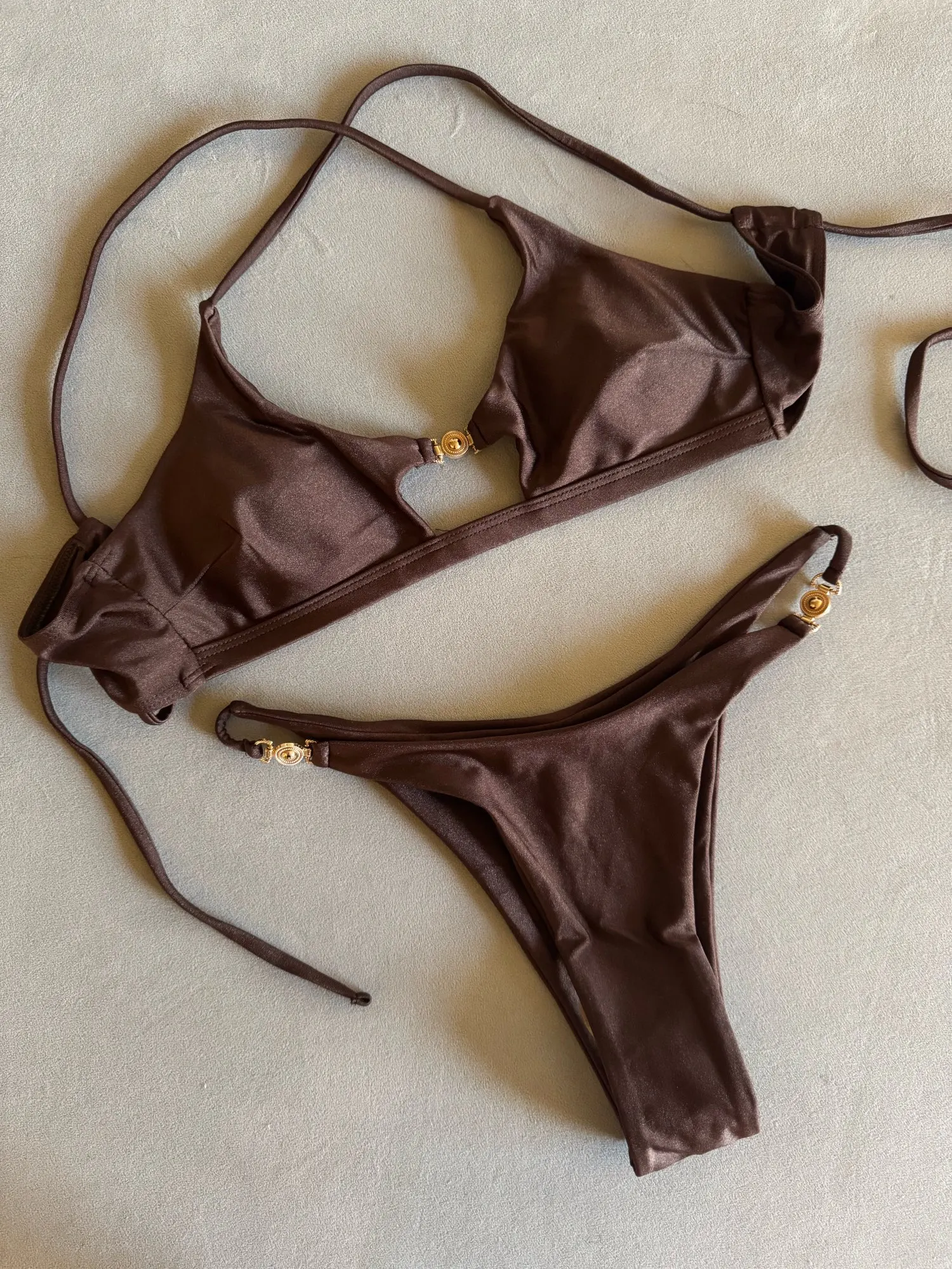 Leopard Print Triangle Bikini with Bandage Detail photo review