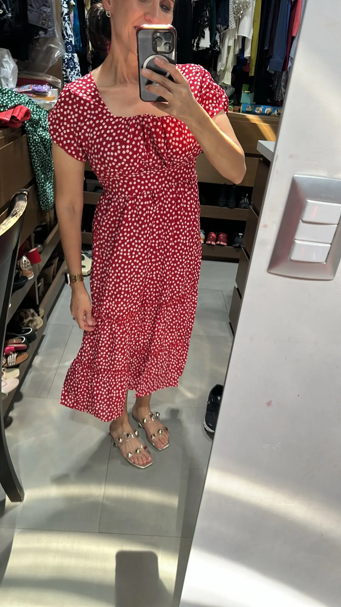 Floral Print Boho Puff Sleeve Chiffon Summer Dress photo review