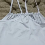 Satin Ruffle Tank Top Women's Summer Tassel Blouse Stretch photo review