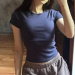 Retro Y2 K Crop Top - Stretchy Cotton Blend Summer Essential photo review