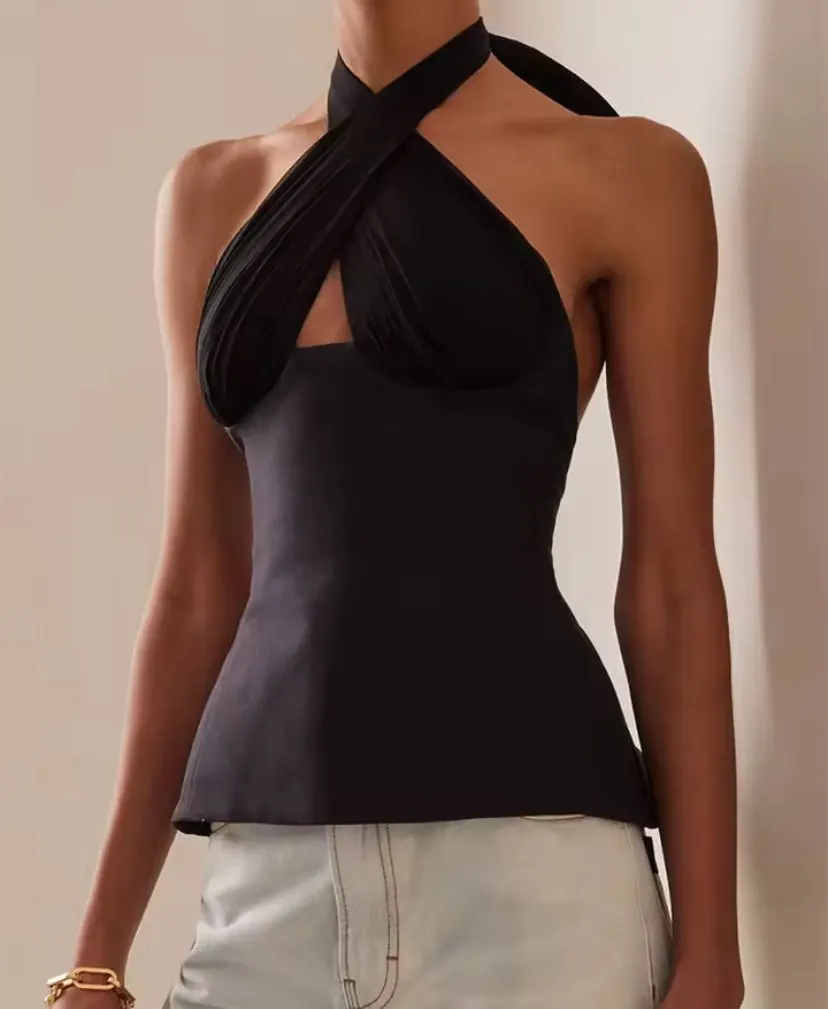Leopard Lace Backless Halter Top - Summer Cotton Streetwear photo review