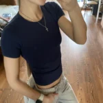 Retro Y2 K Crop Top - Stretchy Cotton Blend Summer Essential photo review