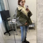 Women's Retro Cotton Motorcycle Jacket - Cozy Rebel Style photo review