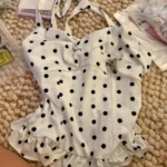 Stunning White Polka Dot Halter Top - Ruffled Backless Style photo review