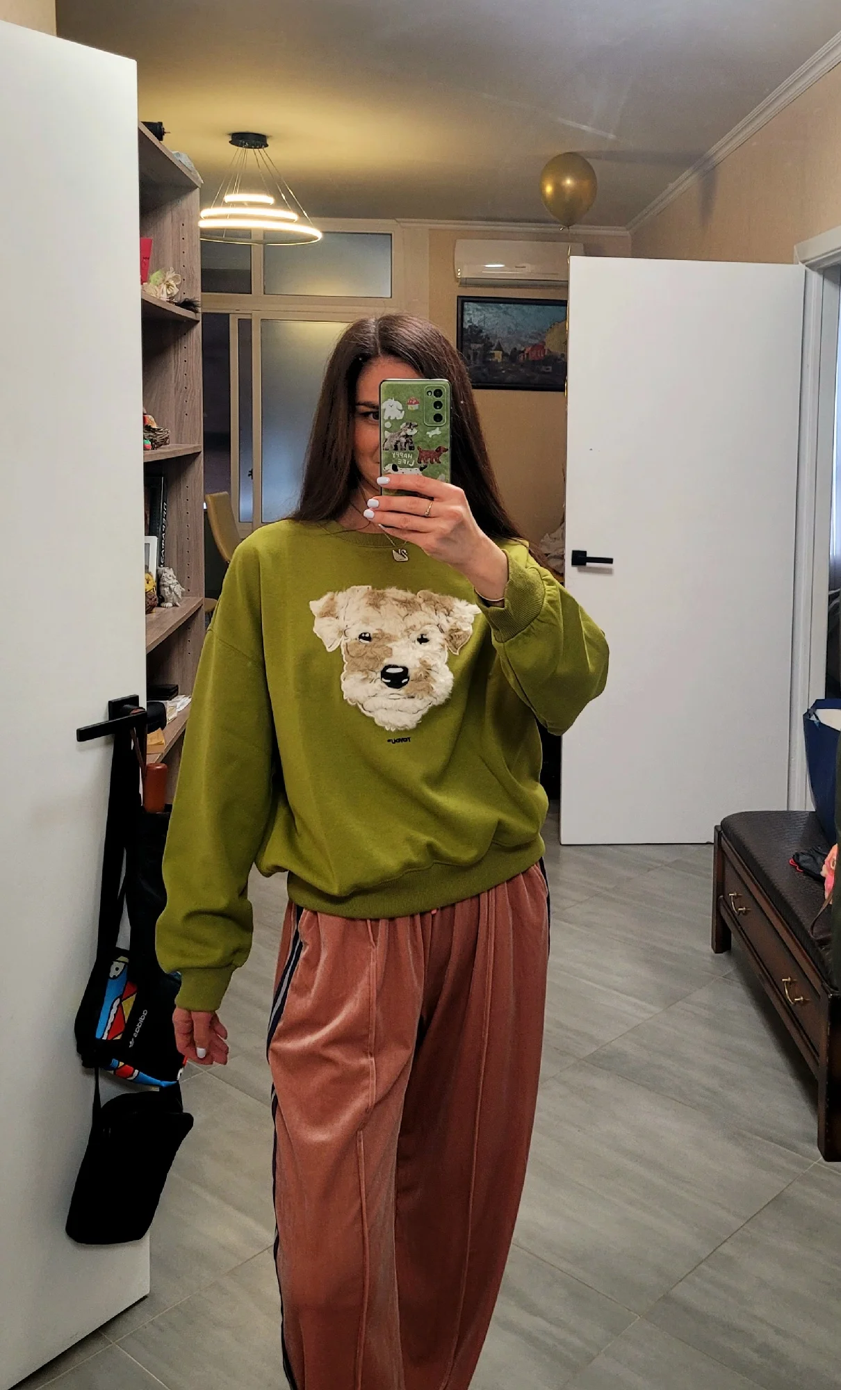 Plush Dog Patchwork Hoodie for Women - Cozy Autumn Style photo review