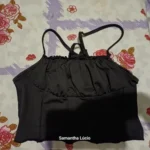 Satin Ruffle Tank Top Women's Summer Tassel Blouse Stretch photo review