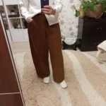 Fall-Friendly Wide Leg Corduroy Pants for Women in Ankola Red photo review