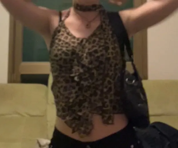 Leopard Print Halter Tank Top - Irregular Ruffle Summer Style photo review