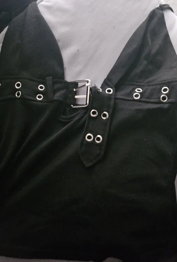 Chic Black Backless Bandage Crop Top for Summer Vibes photo review